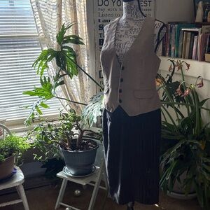 Maurice’s tan vest size medium,  Victorias Secret pinstripe pencil skirt size 10